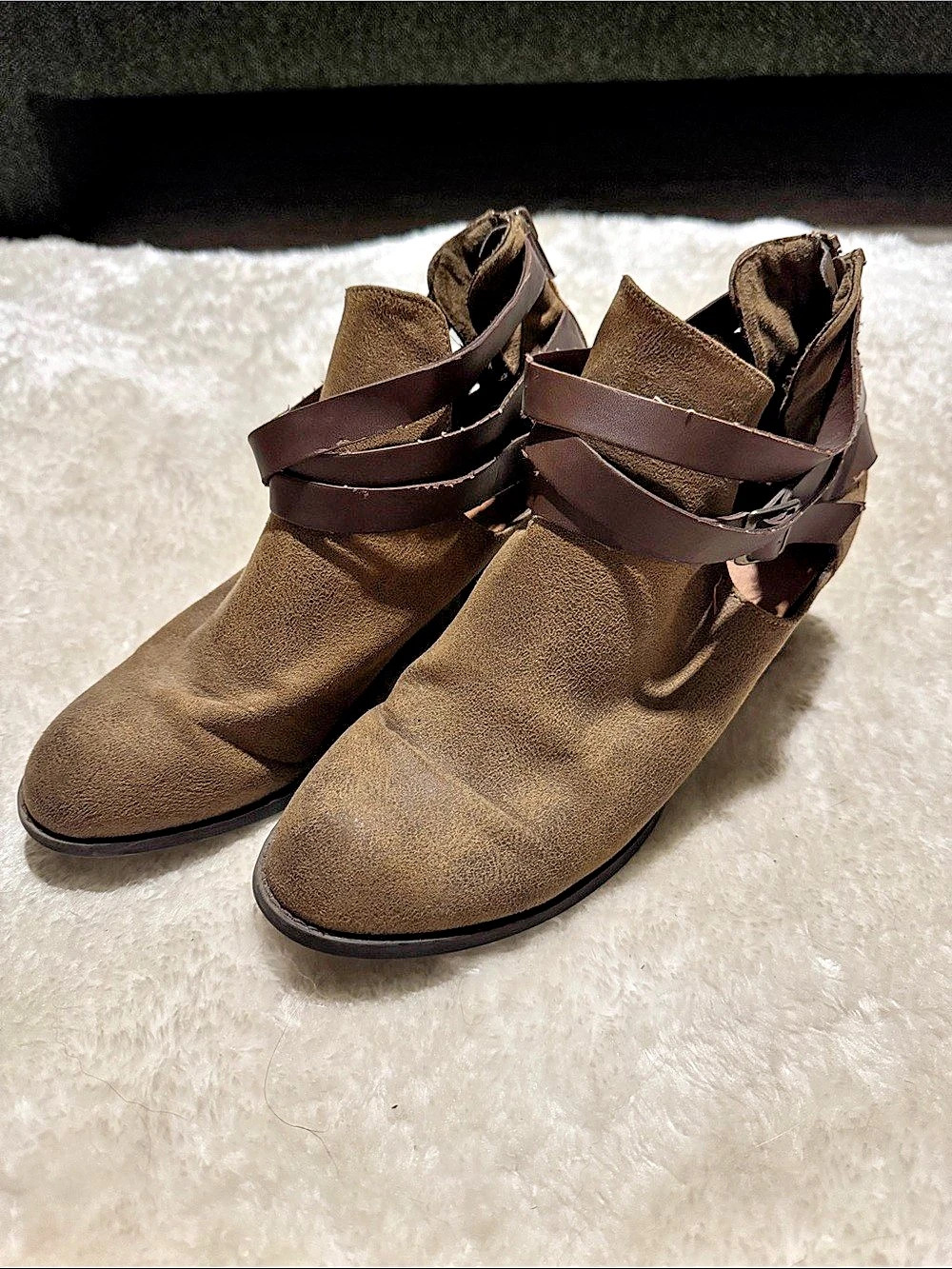 Dolcetta Brown Strappy Ankle Boots